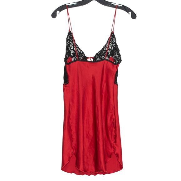 Vintage Blanche Slip Dress Lace Trim Romantic Coquette 50s 60s Sexy Red Black P - Picture 2 of 6